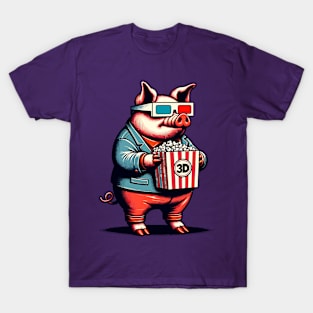 Cool pig eating popcorn T-Shirt